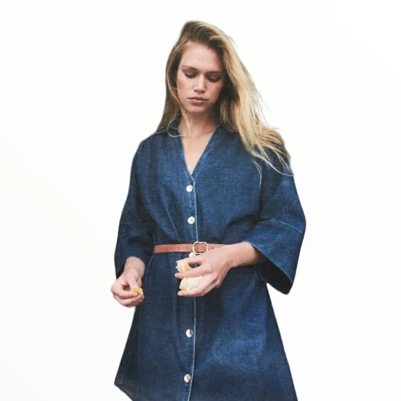 ZARA | Blue | DENIM SHIRT DRESS BELT - Picture 6 of 12